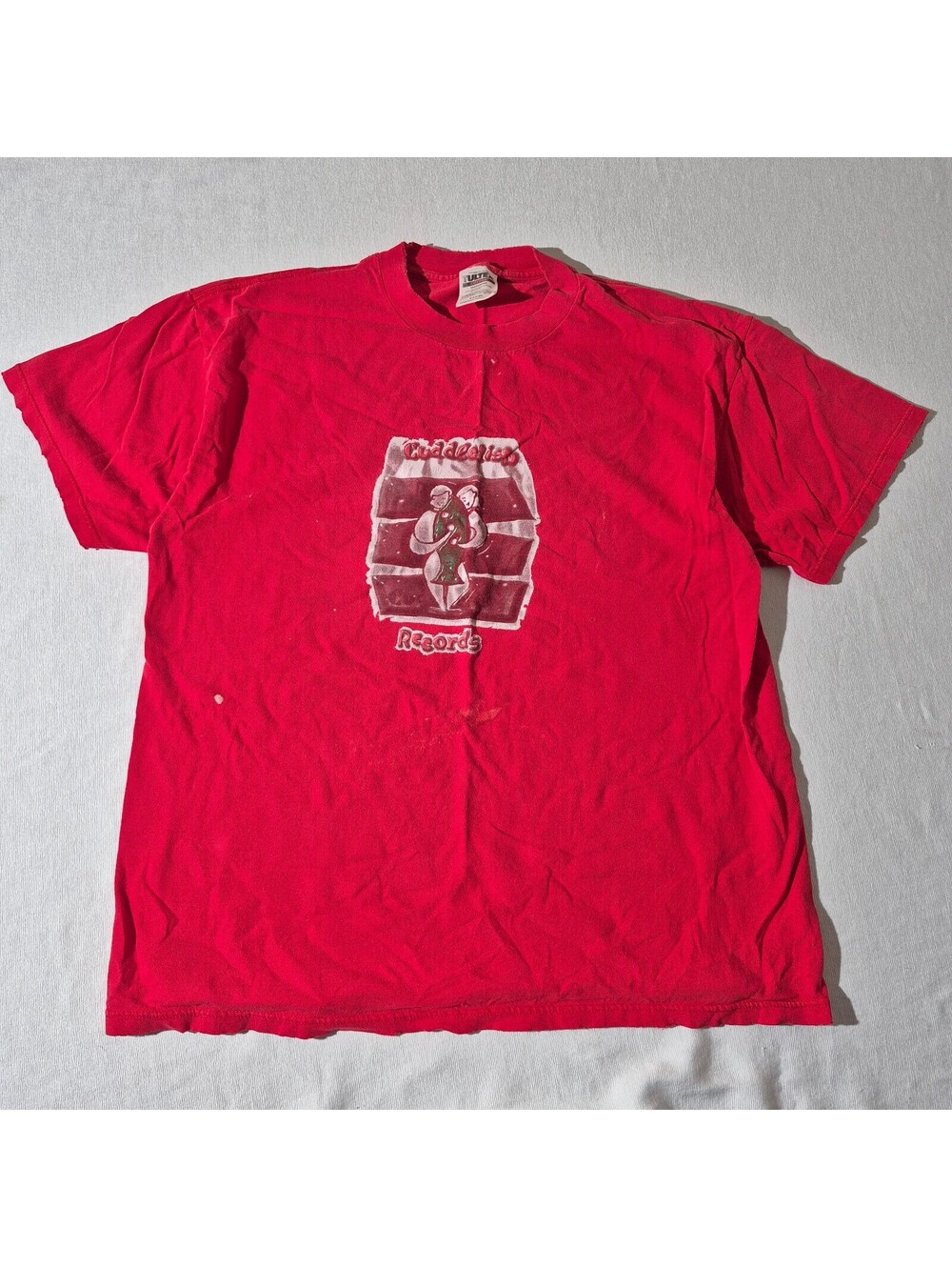 Vintage Distressed Cuddlefish Records XL XLarge Shirt Red Music Tee